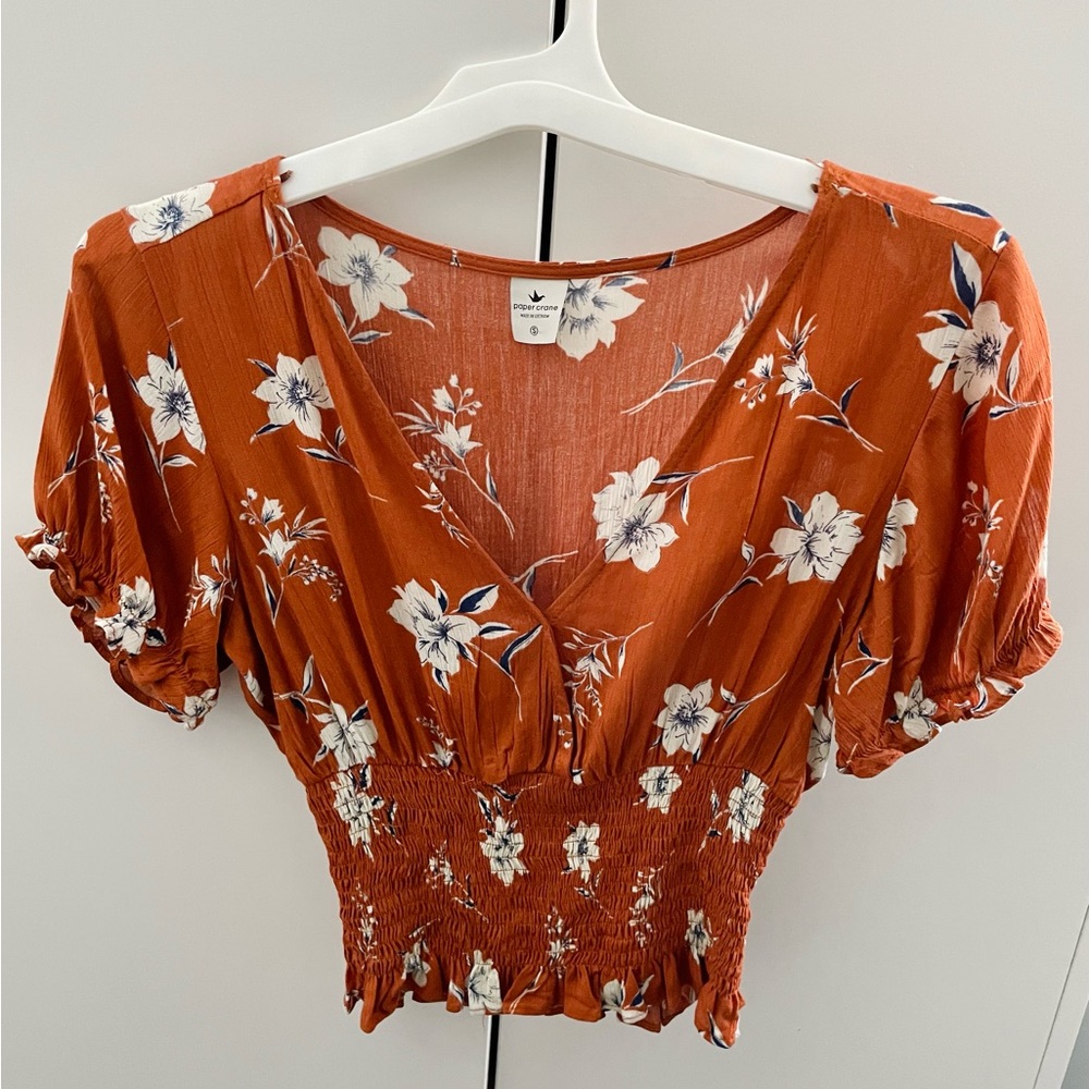 Paper Crane size S Flower Brown Blouse